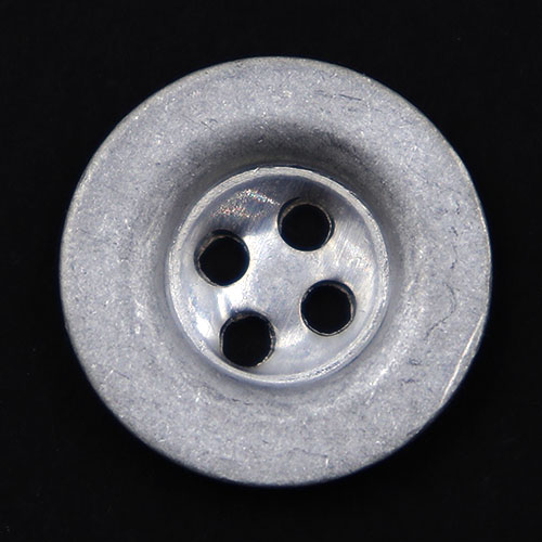14129 Sullivans 14mm Round Metal Button 4 Hole - Silver - 44 In A Tube