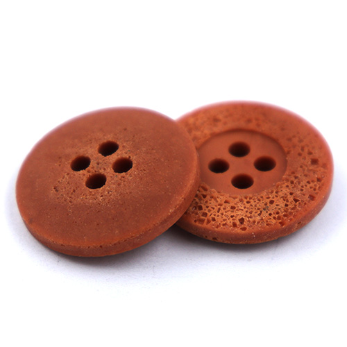 14319 Sullivans 18mm Round Plastic Button 4 Hole - Crater Effect - Terracotta - 32 In A Tube