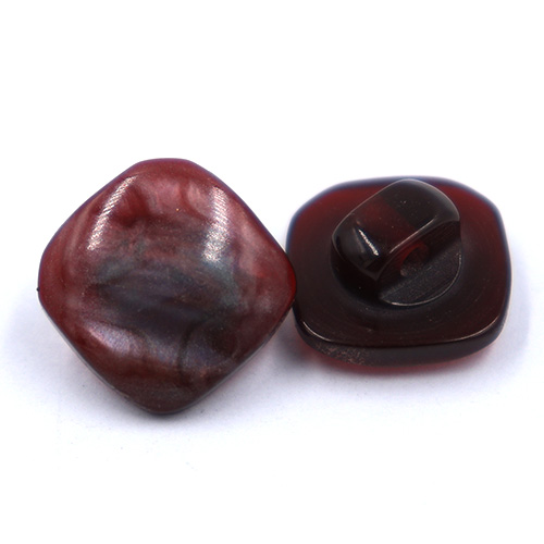 14335 Sullivans 10mm Rounded Edge Square Plastic Shank Button- Marble Effect - Plum - 25 In A Tube
