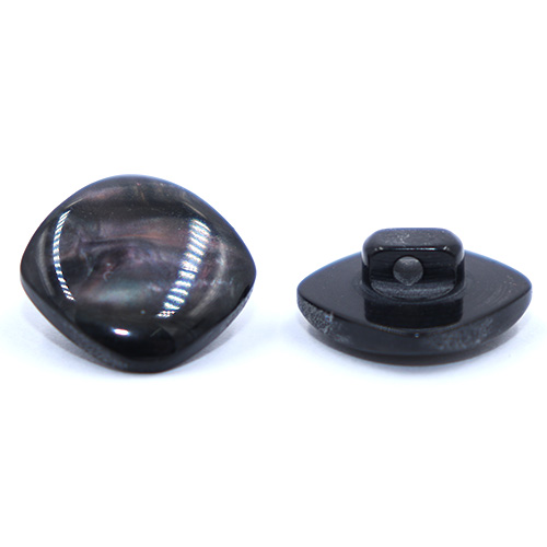 14350 Sullivans 13mm Rounded Edge Square Plastic Shank Button- Marble Effect - Black - 20 In A Tube