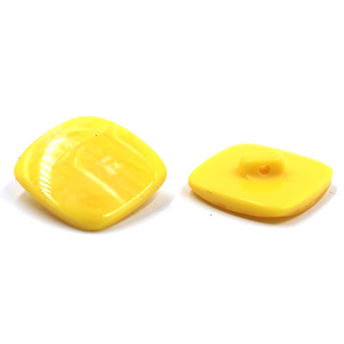 14362 Sullivans 15mm Rounded Edge Square Plastic Shank Button- Marble Effect - Yellow - 17 In A Tube