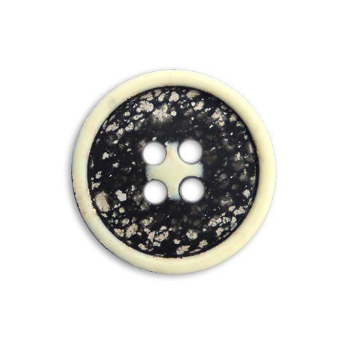 14460 Sullivans 18mm Round Plastic Button 4 Hole With Cream Border - Black - 31 In A Tube