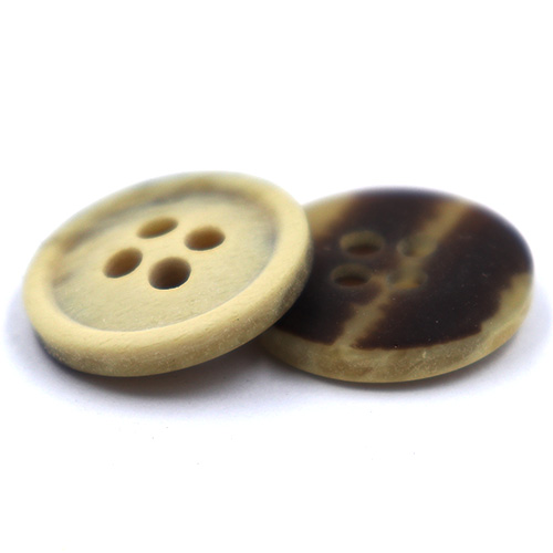 14464 Sullivans 15mm Two Tone Round Plastic Button 4 Hole - Cream/brown Wood Effect- 40 In A Tube