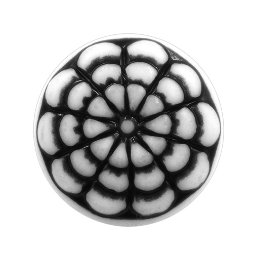 14474 Sullivans 18mm Round Plastic Shank Button - Cobweb Effect - White- 31 In A Tube