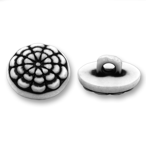 14474 Sullivans 18mm Round Plastic Shank Button - Cobweb Effect - White- 31 In A Tube