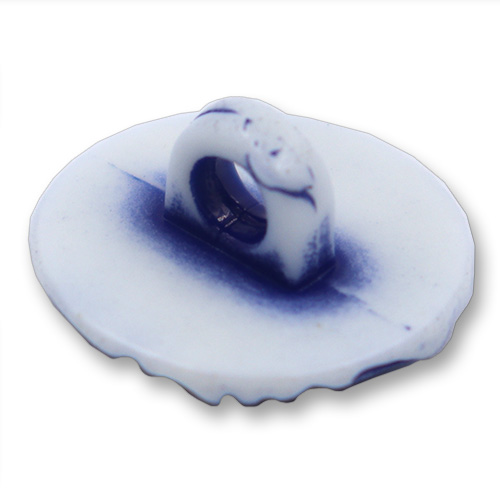 14476 Sullivans 15mm Round Plastic Shank Button - Royal Blue Patterned Effect- White - 46 In A Tube