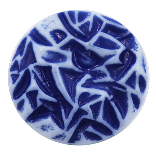 14477 Sullivans 18mm Round Plastic Shank Button - Royal Blue Patterned Effect- White - 36 In A Tube