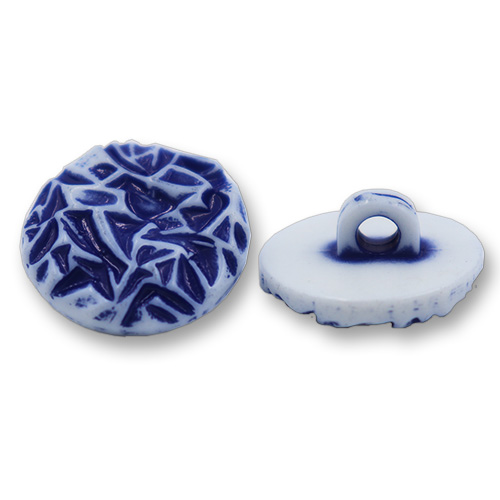 14477 Sullivans 18mm Round Plastic Shank Button - Royal Blue Patterned Effect- White - 36 In A Tube