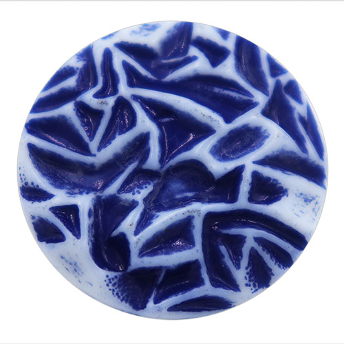 14478 Sullivans 21mm Round Plastic Shankbutton - Royal Blue Patterned Effect- White - 25 In A Tube