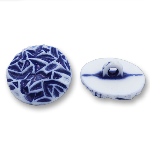 14478 Sullivans 21mm Round Plastic Shankbutton - Royal Blue Patterned Effect- White - 25 In A Tube