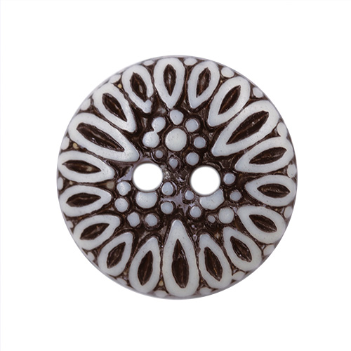 14569 Sullivans 16mm Round Plastic Button 2 Hole - Black With Grey Teardrop Pattern - 43 In A Tube