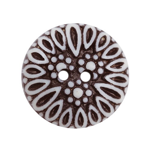 14570 Sullivans 19mm Round Plastic Button 2 Hole - Black With Grey Teardrop Pattern - 31 In A Tube