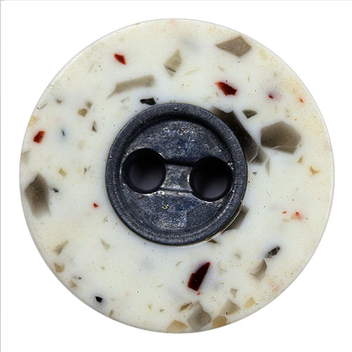 14577 Sullivans 20mm Round Plastic Button 2 Hole - White With A Fleck & Black Centre - 24 In A Tube
