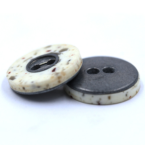 14577 Sullivans 20mm Round Plastic Button 2 Hole - White With A Fleck & Black Centre - 24 In A Tube