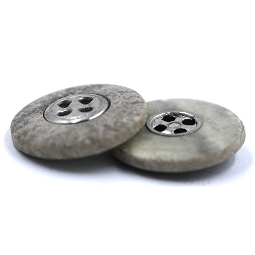 14578 Sullivans 21mm Round Plastic Button 4 Hole - Sandstone Effect With Silver Centre - 22 In A Tube