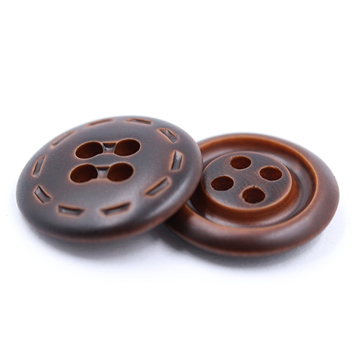 14623 Sullivans 15mm Round Plastic Button 4 Hole - Groove - Brown - 37 In A Tube