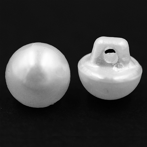 14754 Sullivans 8mm Pearl Plastic Button With Shank - White - 52 In A Tube