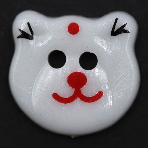 14766 Sullivans 20mm Kids Plastic Button - Two Eyed White Cat - 35 In A Tube