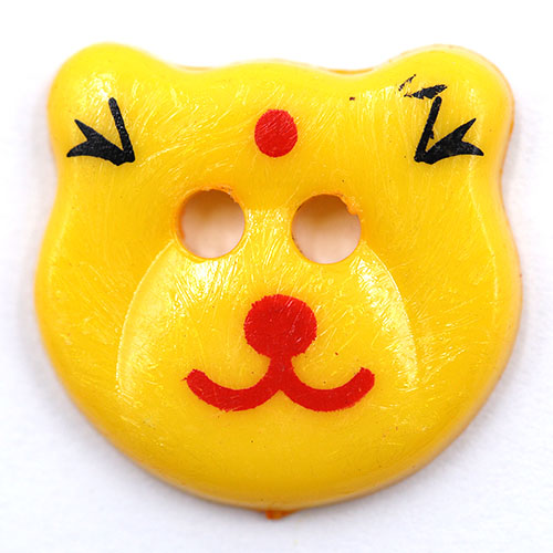 14767 Sullivans 20mm Kids Plastic Button - Two Eyed Yellow Cat - 35 In A Tube