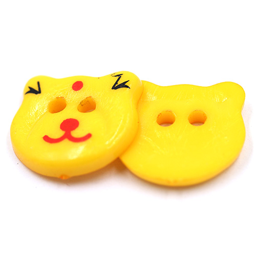14767 Sullivans 20mm Kids Plastic Button - Two Eyed Yellow Cat - 35 In A Tube