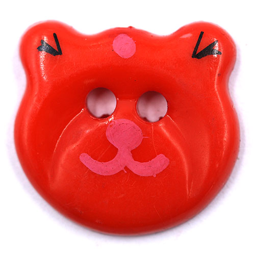 14768 Sullivans 20mm Kids Plastic Button - Two Eyed Red Cat - 35 In A Tube