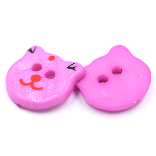 14770 Sullivans 20mm Kids Plastic Button - Two Eyed Lilac Cat - 35 In A Tube