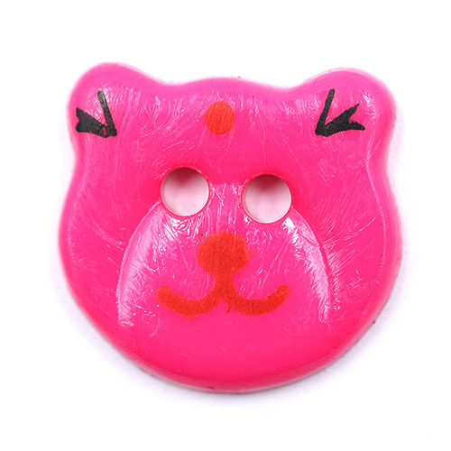 14771 Sullivans 20mm Kids Plastic Button - Two Eyed Hot Pink Cat - 35 In A Tube