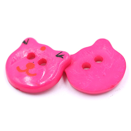 14771 Sullivans 20mm Kids Plastic Button - Two Eyed Hot Pink Cat - 35 In A Tube