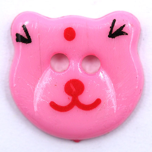 14772 Sullivans 20mm Kids Plastic Button - Two Eyed Pink Cat - 35 In A Tube