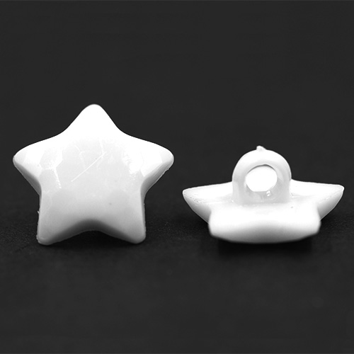 14802 Sullivans 15mm Kids Plastic Button With Shank - White Star - 35 In A Tube