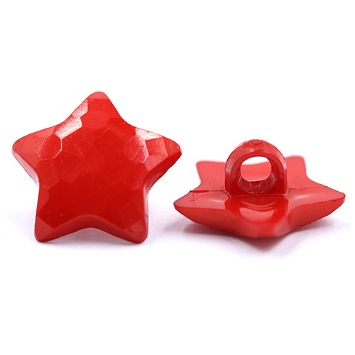14804 Sullivans 15mm Kids Plastic Button With Shank - Red Star - 35 In A Tube