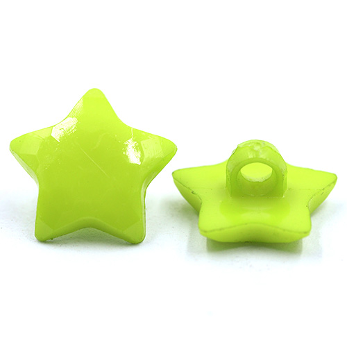 14805 Sullivans 15mm Kids Plastic Button With Shank - Lime Star - 35 In A Tube