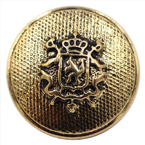 14839 Sullivans 18mm Round Plastic Button With Crest & Shank - Gold - 16 In A Tube