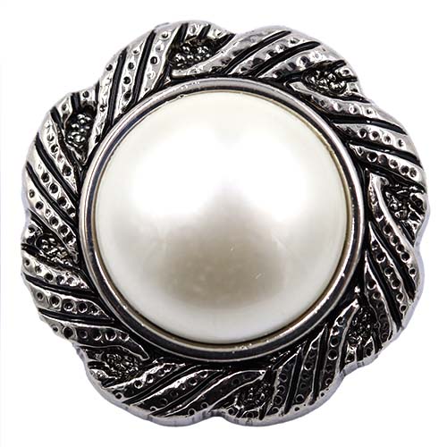 14843 Sullivans 23mm Round Pearl Plastic Button Surrounded With Silver Detailing - 15 In A Tube 