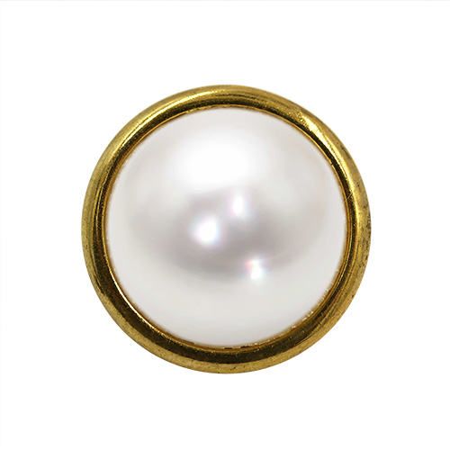 14853 Sullivans 18mm Round Pearl Plastic Button Surrounded With Gold Detailing - 14 In A Tube 