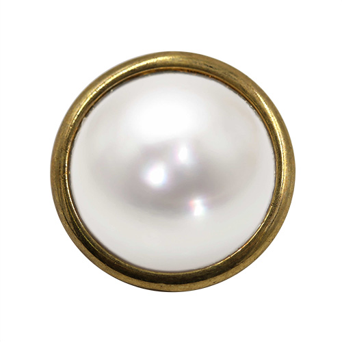 14854 Sullivans 21mm Round Pearl Plastic Button Surrounded With Gold Detailing - 13 In A Tube 