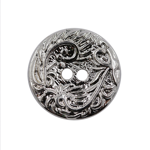 14855 Sullivans 15mm Round Plastic Button 2 Hole Filigree Pattern - Silver - 35 In A Tube