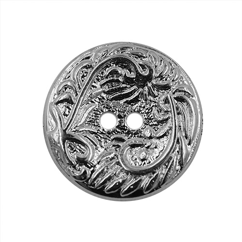 14856 Sullivans 18mm Round Plastic Button 2 Hole Filigree Pattern - Silver - 28 In A Tube