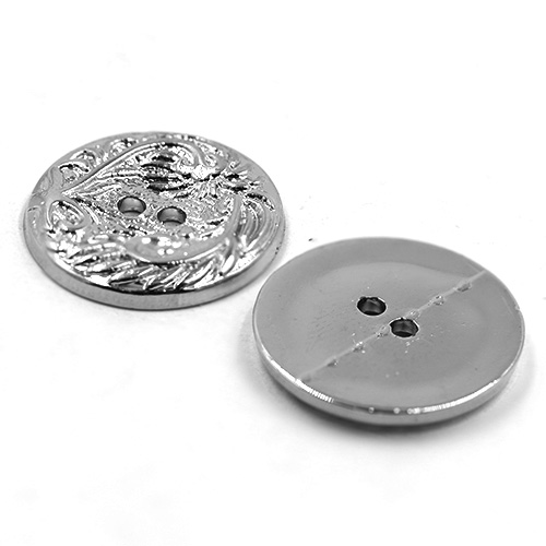 14856 Sullivans 18mm Round Plastic Button 2 Hole Filigree Pattern - Silver - 28 In A Tube