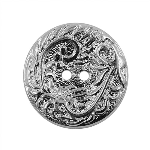 14857 Sullivans 23mm Round Plastic Button 2 Hole Filigree Pattern - Silver - 23 In A Tube