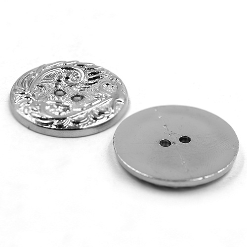 14857 Sullivans 23mm Round Plastic Button 2 Hole Filigree Pattern - Silver - 23 In A Tube