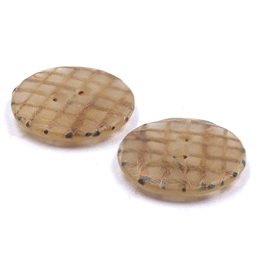 14859 Sullivans 15mm Round Plastic Button 2 Hole - Chequered Light Brown - 29 In A Tube 