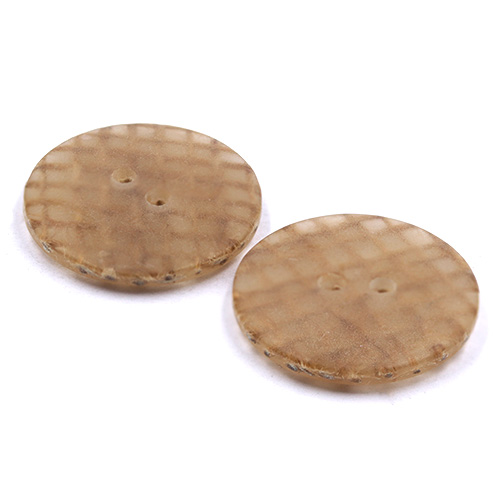 14860 Sullivans 20mm Round Plastic Button 2 Hole - Chequered Light Brown - 22 In A Tube 