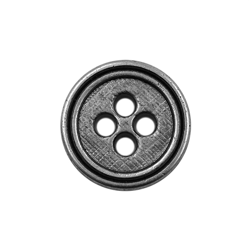 14861 Sullivans 13mm  Round Plastic Button 4 Hole - Silver - 20 In A Tube 