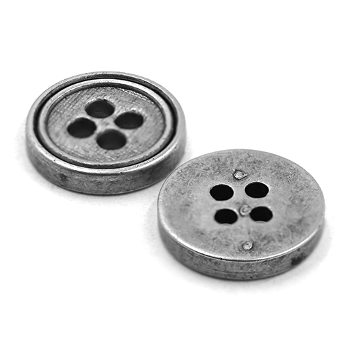 14861 Sullivans 13mm  Round Plastic Button 4 Hole - Silver - 20 In A Tube 