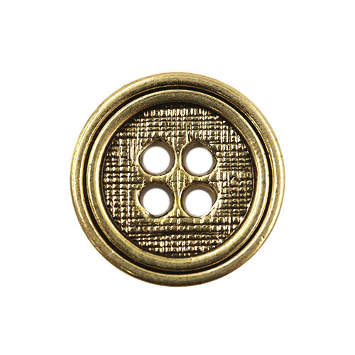 14862 Sullivans 15mm Round Plastic Button 4 Hole  - Gold - 19 In A Tube 