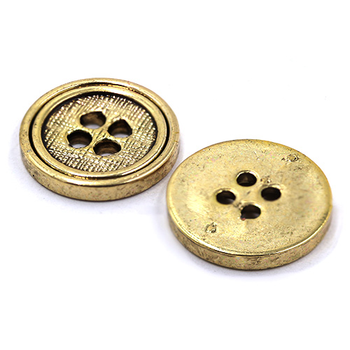 14862 Sullivans 15mm Round Plastic Button 4 Hole  - Gold - 19 In A Tube 