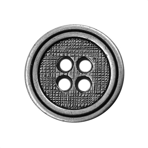 14863 Sullivans 15mm Round Plastic Button 4 Hole - Silver - 19 In A Tube 