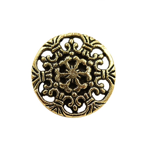 14866 Sullivans 15mm Round Metal Shank Button With Filigree Pattern - Gold - 19 In A Tube