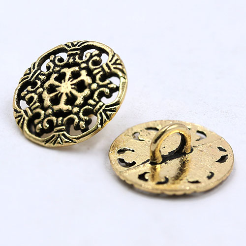 14866 Sullivans 15mm Round Metal Shank Button With Filigree Pattern - Gold - 19 In A Tube